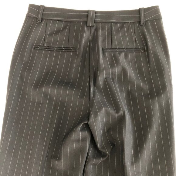 Marc Cain Wide Leg Wool+Poly Lined Cuffed Pinstripe Pants Blk & Gry Sz N4 (US10) - Picture 8 of 12
